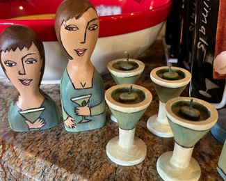 Sticks Designer Pub Table w 2 Chairs and Chess Figurines