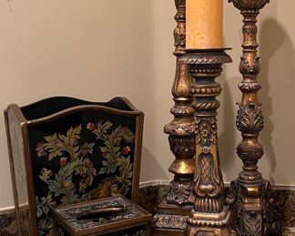 Arvip Trash, Tissue and Tray, S/3 Candlesticks