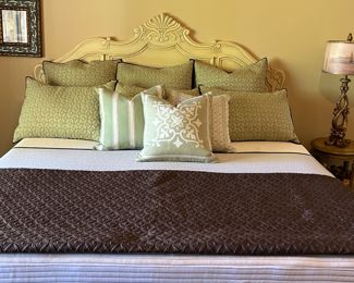 Gorgeous Bedding, Headboard and Mattress