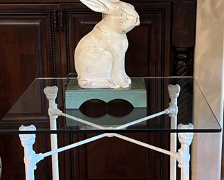 Bunny Lamp, Iron and Glass End Table