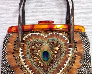 FEATHER PURSE AS IS 