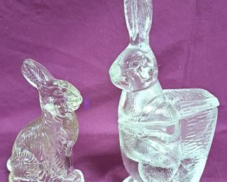 GLASS BUNNY RABBITS  LOT