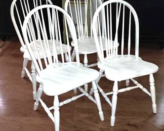 lot of 4 solid oak braceback dining chairs