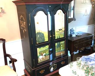 Lexington hand painted armoire w hunt scenes
