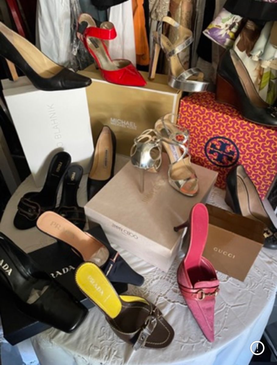 Prada, Gucci Tory Burch, Dolce Gabbana, Manolo Blahnik, Fendi and Jymmi Choo heals, like new.

Pink Gucci Sold
Fendi Sold
