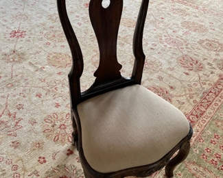 Antique and reupholstered linen chair