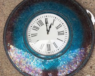 Mosaic aqua blue Clock