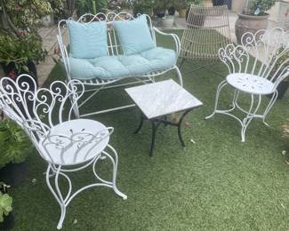 rocking outdoor sofa, vintage iron chairs, bamboo chair