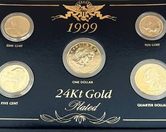 1999 24kt Gold Plated 1, 5, 10, 25, Dollar