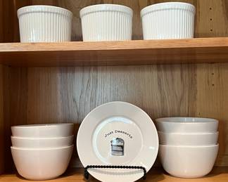 Set/6 White Bowls, Dessert Plates, Corning 