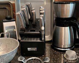Cooks Knife Set in Block, Assorted Bakeware, Black & Decker Coffee Pot, Grater