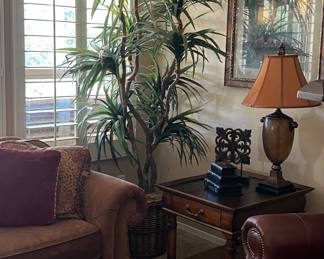 La-z-Boy Sofa, La-Z-Boy Recliners, Ottoman (as is), Area Rug, Table Lamps pr, La-Z-Boy End Tables pr, Large Silk Tree, Art x 2, Assorted La-Z-Boy Silks 