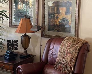 La-z-Boy Sofa, La-Z-Boy Recliners, Ottoman (as is), Area Rug, Table Lamps pr, La-Z-Boy End Tables pr, Large Silk Tree, Art x 2, Assorted La-Z-Boy Silks 