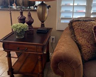 La-z-Boy Sofa, La-Z-Boy Recliners, Ottoman (as is), Area Rug, Table Lamps pr, La-Z-Boy End Tables pr, Large Silk Tree, Art x 2, Assorted La-Z-Boy Silks 