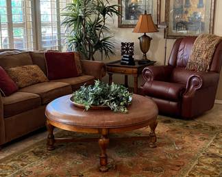 La-z-Boy Sofa, La-Z-Boy Recliners, Ottoman (as is), Area Rug, Table Lamps pr, La-Z-Boy End Tables pr, Large Silk Tree, Art x 2, Assorted La-Z-Boy Silks 