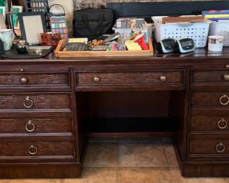 Executive Desk, Assorted Office Supplies