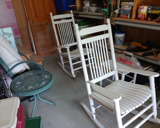 Wood rocking chairs white painted