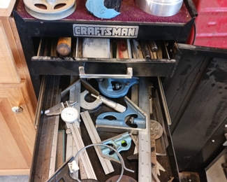 Variety of measuring tools calipers angle calculators