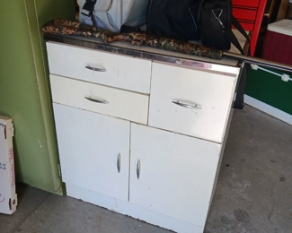 Vintage white enamel cabinet for kitchen