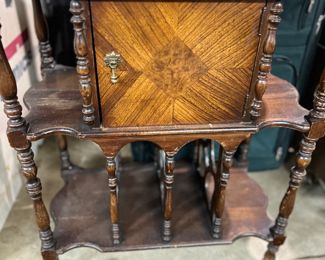 Vintage smoking table, copper lined.