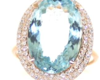 Diamond and Aquamarine Ring