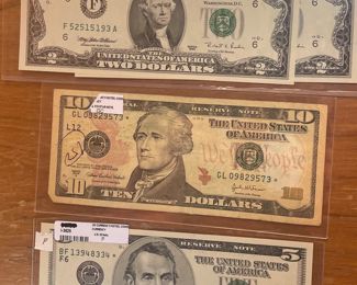 Old Currency US Notes and Silver Dollars