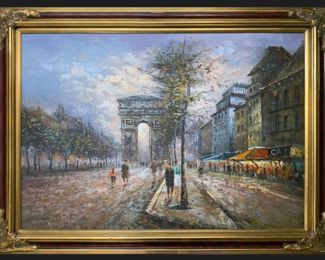 Original Oil, Paris Street Scene