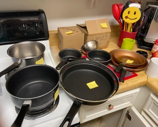 Pots and pans, kitchen utensils