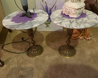 marble top table, round - pair