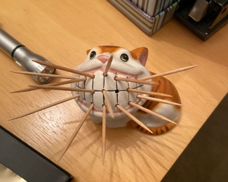 Ceramic cat toothpick holder