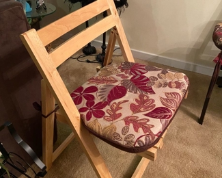 Wood chair, leaf print chair