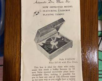 Thorens Automatic Disc Music Box