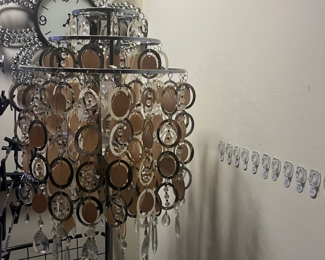 ornate lamp and wall clock