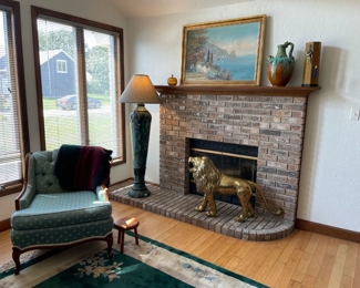 Oil painting, brass lion