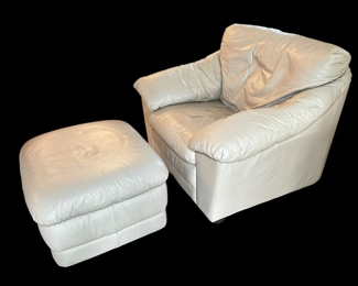 Faux Leather Chair and Ottoman