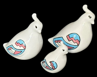 Hand Painted Quail Figurines