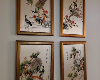 For Silk - Upholstered Fous Season Framed