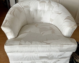 Pair deco swivel barrel chairs