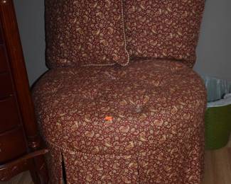 Beautiful Aproned Brocade Hassock and Matching Pillows