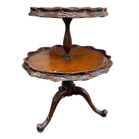 Lot 001
Mahogany Two-Tier Pie Crust Table