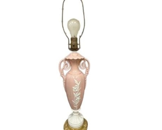 Lot 009
Pink and Ivory Cameo Style Vintage Occasional Table Lamp