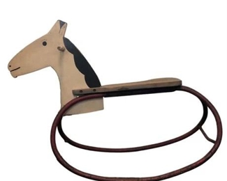 Lot 025
Vintage Metal and Wood Rocking Horse Hand Carved and Painted