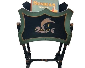 Lot 037
Vintage Painted Wood Magazine Rack With Spindle Legs with Children's Books