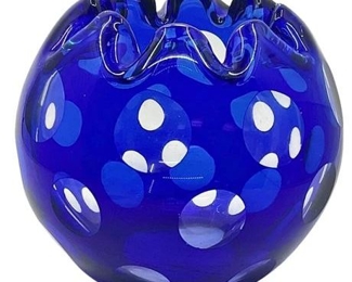 Lot 036
Cobalt Blue Rose Bowl Vase Cut to Clear Glass