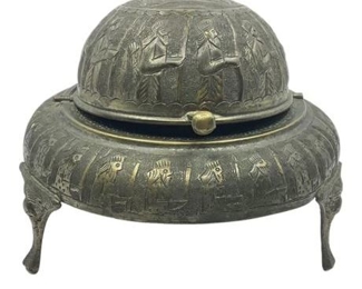Lot 045
Antique Footed Brass Caviar Server With Roll Top