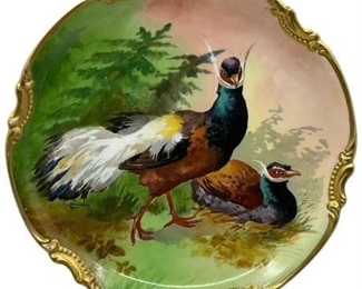 Lot 050
Antique Limoges Coronet Pheasants Charger Plate Signed Hand Painted Game Birds