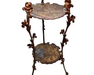 Lot 064 7 Bid(s)
Vintage Two Tiered Brass Plant Stand Side Table Floral Art Nouveau Style