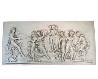 Lot 073 1 Bid(s)
Molded Plaster Dance of the Muses on Mount Helicon Replica Frieze Wall Sculpture