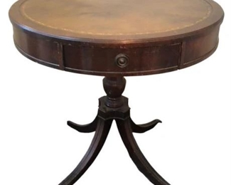 Lot 170 1 Bid(s)
Leather Top Mahogany Drum Table Regency Style with Drawer