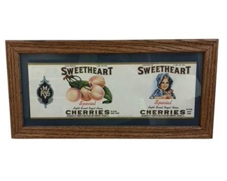 Lot 175 0 Bid(s)
Framed Vintage Cherries Can Label Art